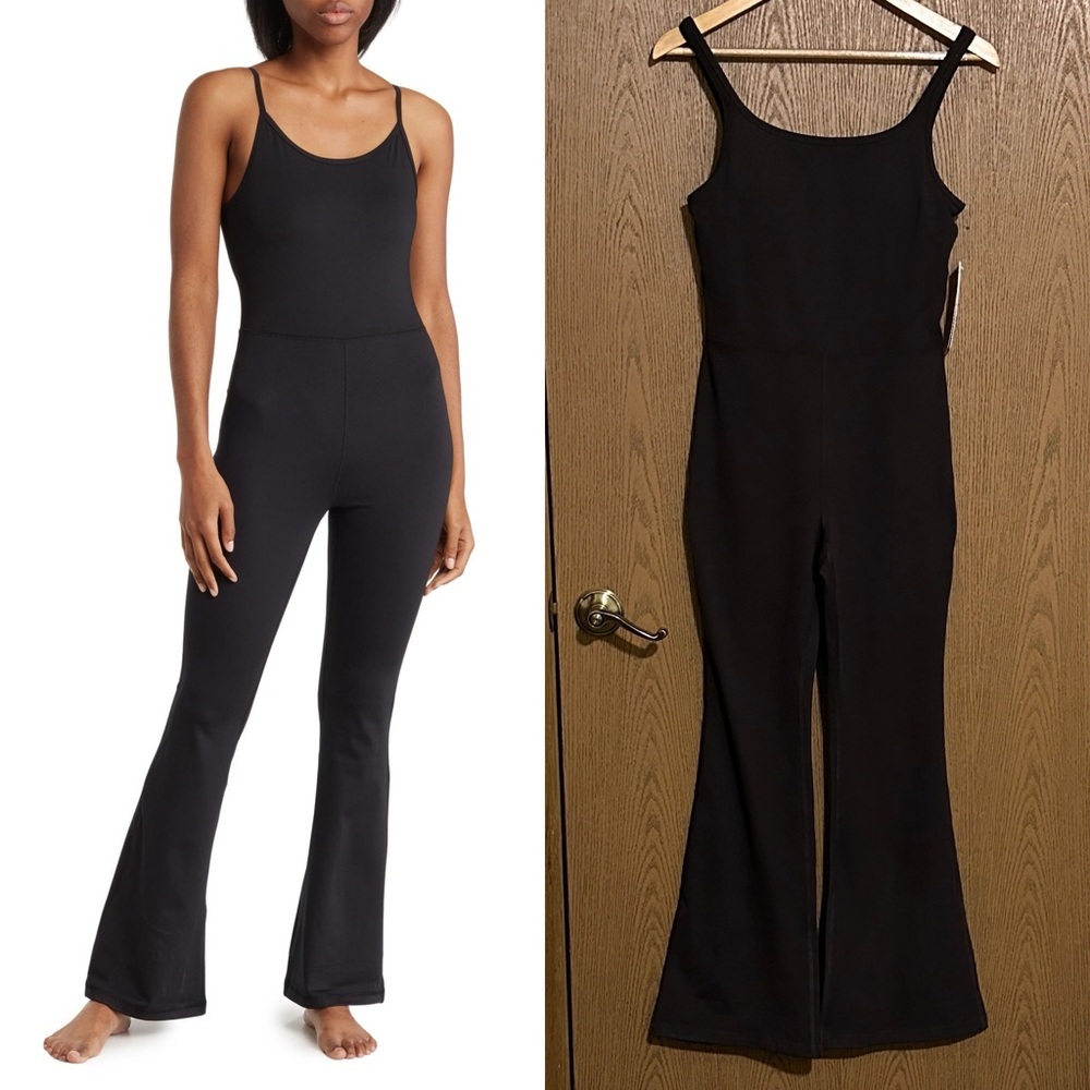NWT Yogalicious Scarlett Flare Leg Jumpsuit Dark Brown Size Medium